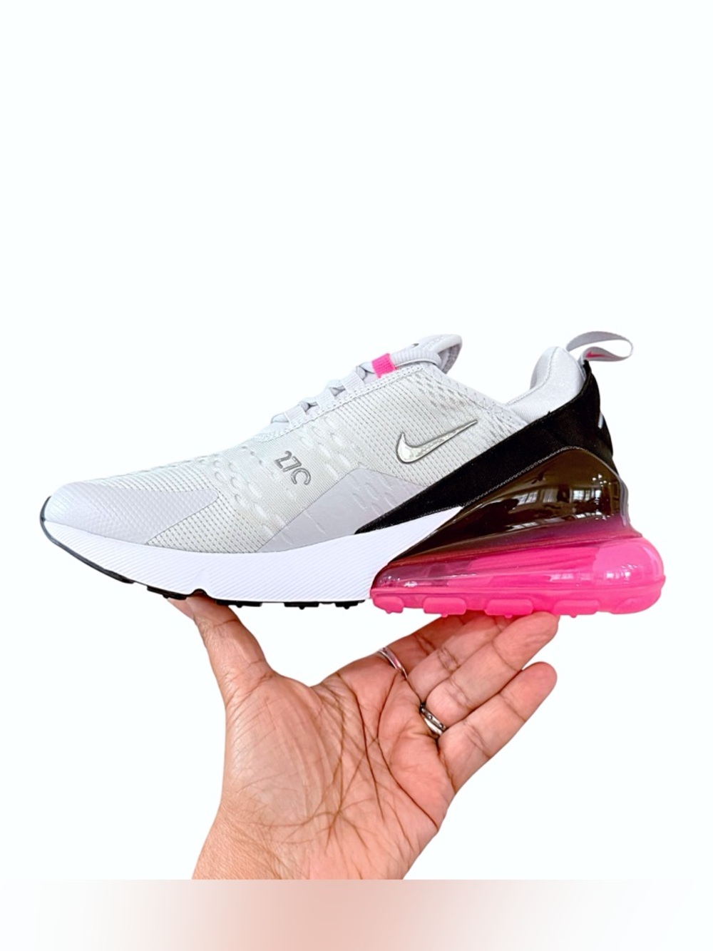 Nike Air Max 270 Women’s Sneakers White Phonton Dust Grey, Hyper Pink - Picture 5 of 7